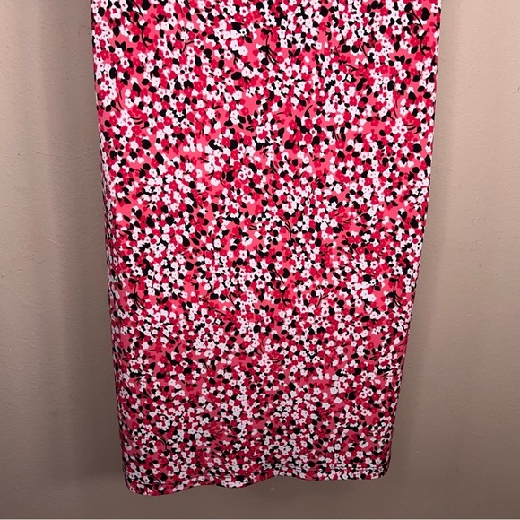 Medium MICHAEL Michael Kors Fuchsia Pink White Black Floral Dress Sleeveless - Picture 10 of 16